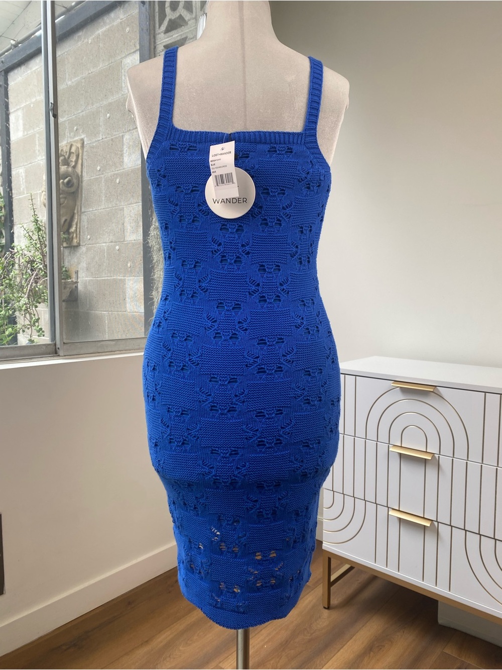 NWT Lost + Wander Cellyssa Knit Midi Dress in Cobalt Blue, Size XS/S - Picture 7 of 10